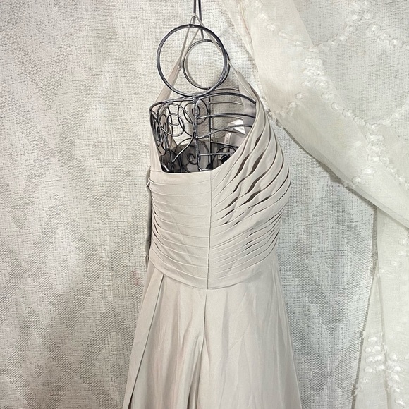 Azazie Adriana chiffon dolphin grey open back dress size a8 - Picture 6 of 13